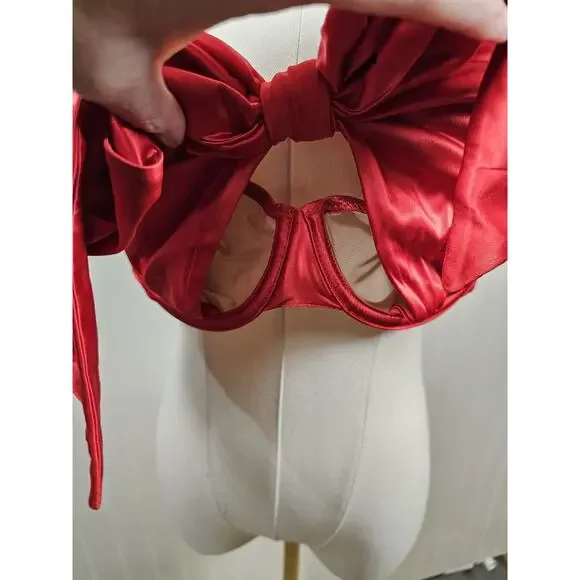 Adore Me Red Satin Gynger Lined Bra Women's Size 1X - Picture 2 of 9